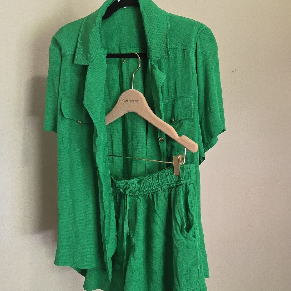Ganni Vibrant Green Two-Piece Set
